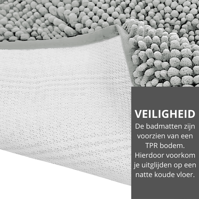 Veilige antislip badmat lichtgrijs 90×60 cm