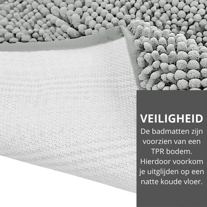 Veilige antislip badmat lichtgrijs 90×60 cm