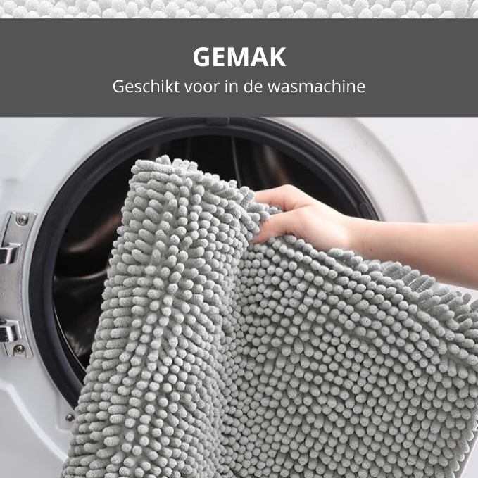 lichtgrijze antislip badmat 90x60cm  in de wasmachine